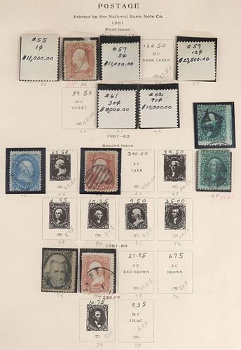 A GOOD COLLECTION OF EARLY US POSTAGE STAMPS