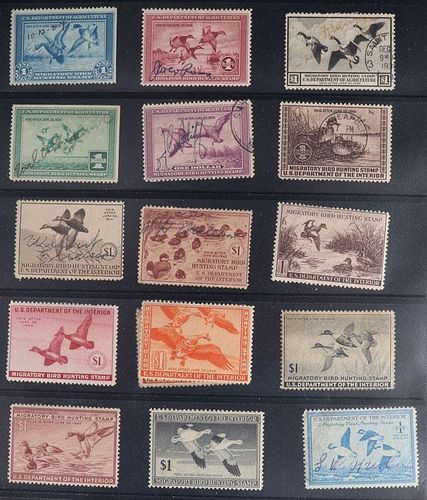 A COLLECTION OF US MIGRATORY BIRD HUNTING STAMPS