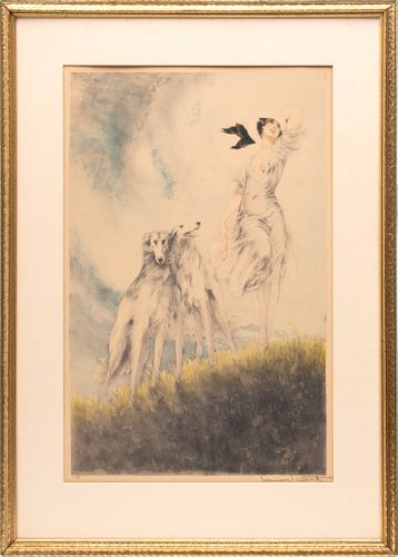 Louis Icart (French, 1888-1950) Color Etching on Paper, 1929, Joy of Life, H 23.5" W 15"