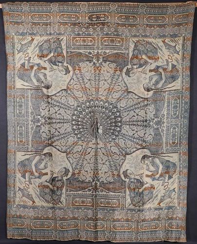 A CHINNOSERIE TAPESTRY WOVEN SILK COVERLET