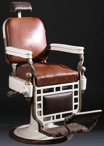 A GOOD KOCHS PORCELAIN AND NICKLE BARBERS CHAIR