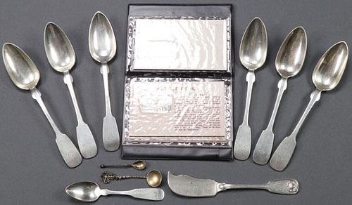A SILVER FLATWARE GROUP, 19TH CENTURY