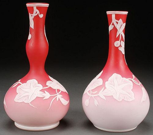 A PAIR OF BOHEMIAN CAMEO ART GLASS VASES