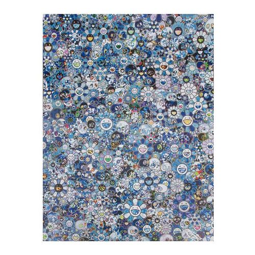 TAKASHI MURAKAMI, Skulls and Flowers, Firmada Impresión offset, tiraje de 300, 68.9 x 53 cm medidas totales