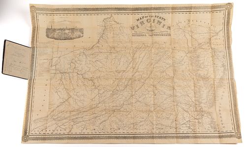 RARE  PATRICK CO., VALLEY OF VIRGINIA SOLDIER OWNED CONFEDERATE IMPRINT MAP OF VIRGINIA IN ORIGINAL STATE