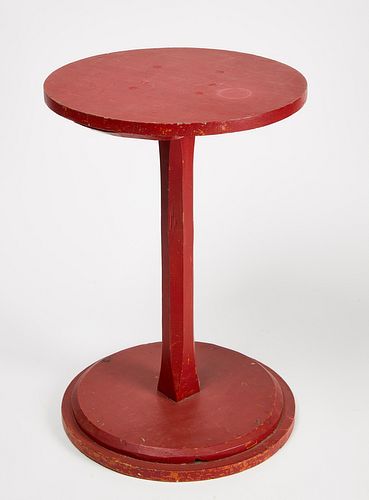 Red Painted Circular Side Table
