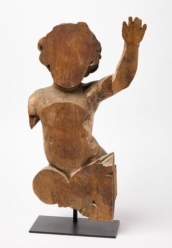 Wooden Putti Circus Figure Cherub Fragment