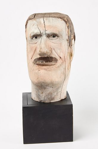 Folk Art Carved Head of a Man