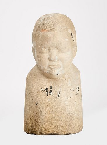 Stone Bust of an Afro American Child