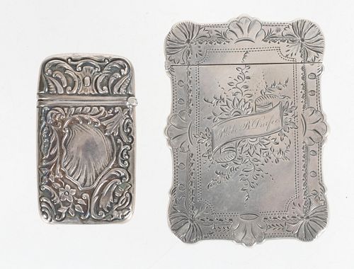 An Albert Cole Coin Silver Card Holder and a Sterling Matchsafe