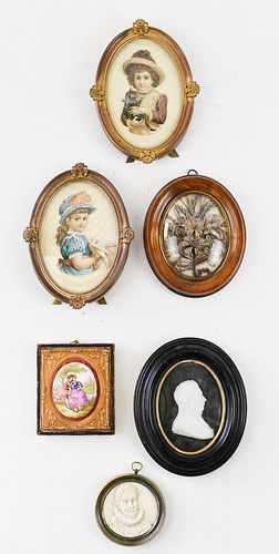 VICTORIAN MOURNING HAIR ART FRAME  + MORE (6)