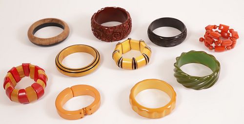 Collection of 10 Assorted Vintage Bakelite Bracelets