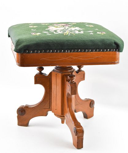 EMBROIDERED  PIANO STOOL 