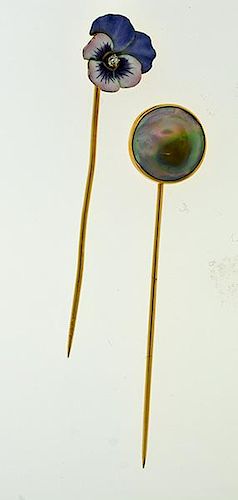 Two 19th C. Gold Stickpins