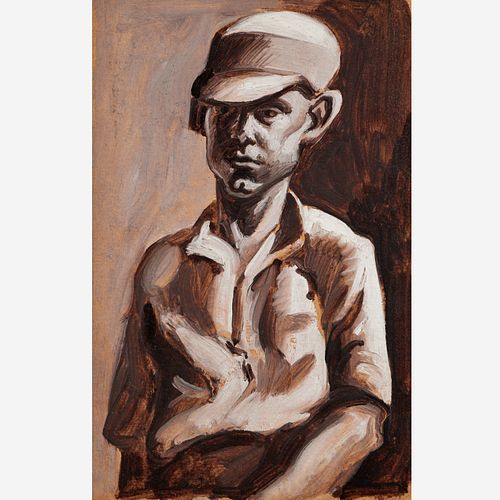  Thomas Hart Benton "Boy with Cap" Oil (ca. 1940)