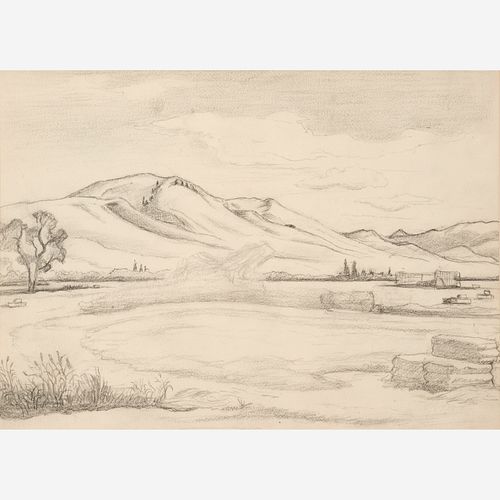  Thomas Hart Benton "Landscape for Wyoming Hay" Graphite (ca. 1963)