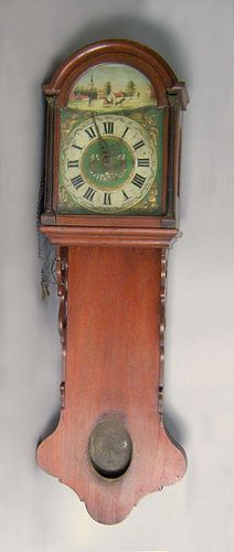 Dutch mahogany Staartklok wall clock, early 19th c
