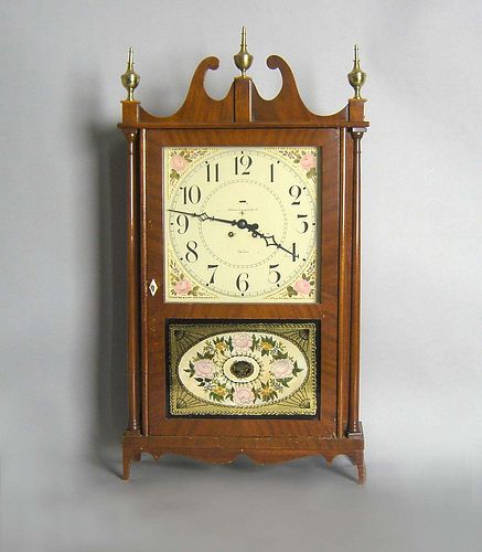 Federal style pillar and scroll clock, the face in