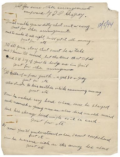 Houdini, Houdini. Three Pages of Rhyming Verse Written by Harry Houdini.