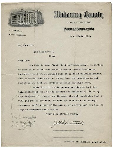 Houdini Punishment Suit Challenge Letter.