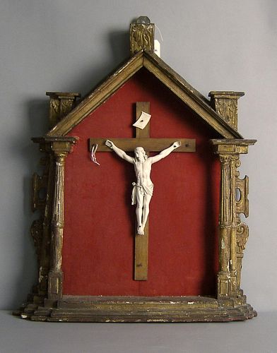 Carved ivory crucifix 18th c., with surround.