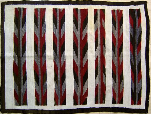 Navajo regional blanket in brown, red, and ivory b
