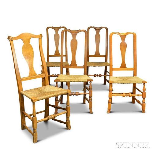 Five Queen Anne Maple Side Chairs
