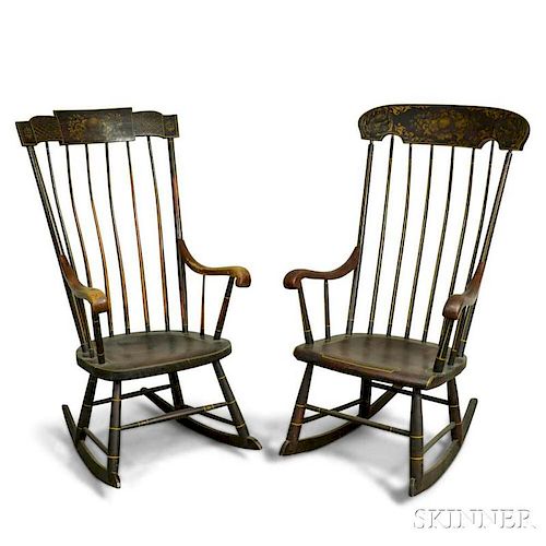 Two Grain-painted and Stenciled Rocking Chairs