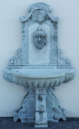 CARVED VARIEGATED MARBLE GARDEN FOUNTAIN