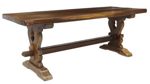 FRENCH OAK MONASTERY OR REFECTORY TABLE, 79"L