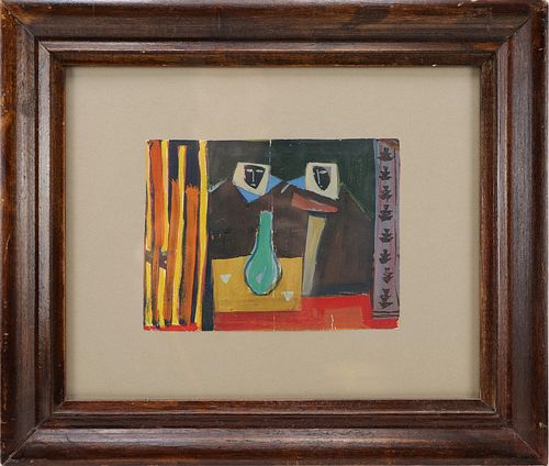 An Iraqi Painting with Frame
Faeq Hassan (Iraq, 1914-1992)
Bedouins
oil on canvas, framed 18 x14cm.

All our works of art have been carefully examined