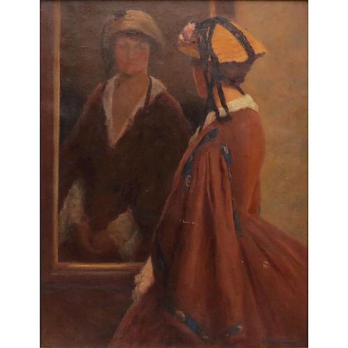 Arthur Woelfle, American (1873 - 1936) Oil on canvas "Reflection" Signed lower right
