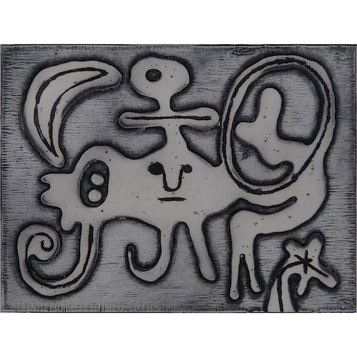 Joan Miró, Spanish (1893-1983) Etching and aquatint "Femme et Oiseau devant la Lune"