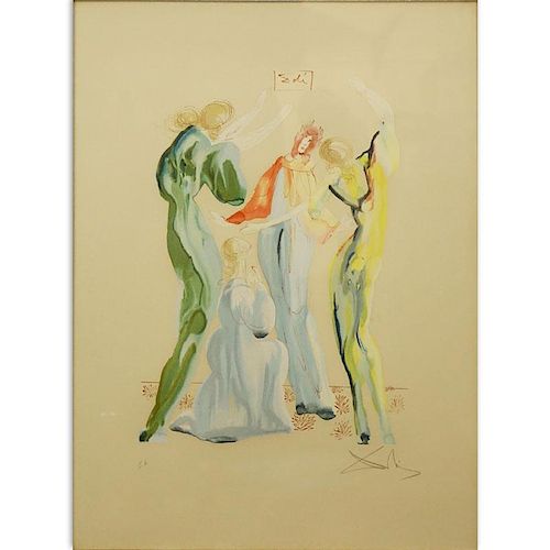 Salvador Dalí, Spanish (1904-1989) 1989 Woodcut, La Danse (Dante and les servantes)