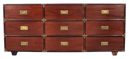 Campaign Style Brass Mounted Mahogany Chest