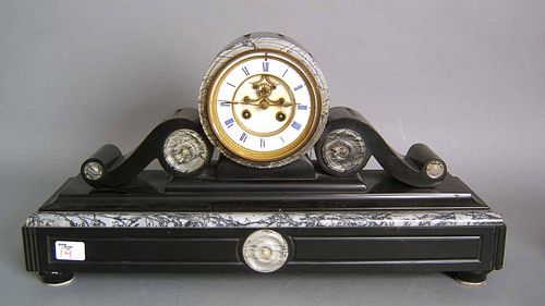 French black marble mantle clock by Henri Jullieni