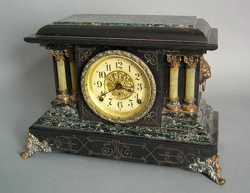 Seth Thomas faux marble shelf clock, 11 1/2" h.