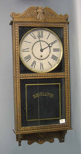 Gilbert oak regulator wall clock, 37" h.