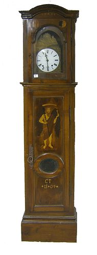French Morbier tall case clock dated 1804, the wor