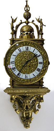 Important French bronze dore shelf clock and brack