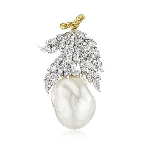Buccellati Pearl and Diamond Brooch