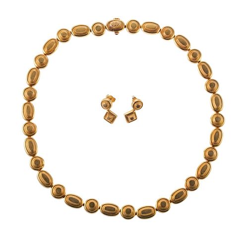 Lalaounis Greecek 18k Gold Necklace Earrings Set 