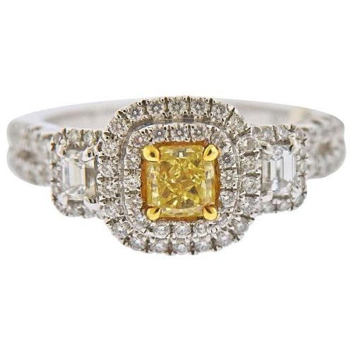 Dalumi 1.22ctw Fancy Yellow Diamond Gold Engagement Ring