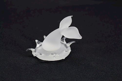 Frosted Glass Whale Tail Sculpture