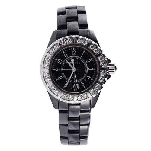 Chanel J12  Black Ceramic Diamond Watch 