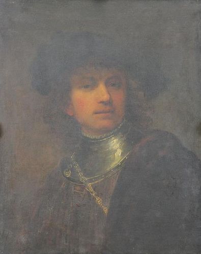 After REMBRANDT. 18th/19th C. Oil on Canvas. Self