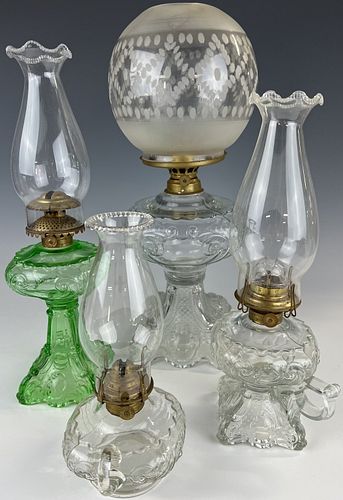 Four Princess Feather Kerosene Lamps