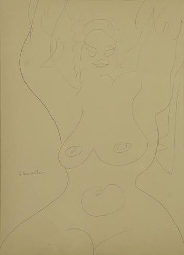 LACHAISE, Gaston. Pencil on Paper. Female Nude.