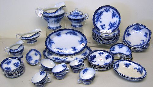 Group of flow blue china in the touraine with gold