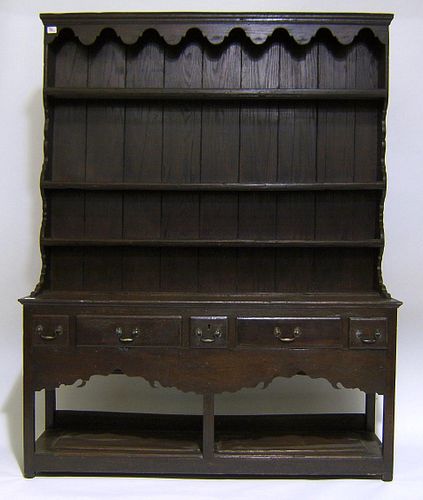 Oak Welsh dresser, early 20th c., 76" h., 60" w.